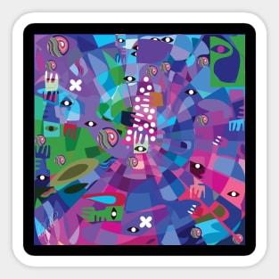 abstract digital geometrical work of hands and eyes Sticker